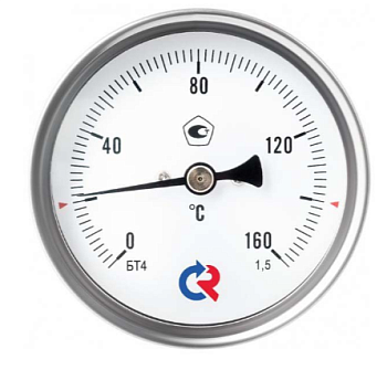 Термометр РОСМА осевой 63мм, t +100C G-1/2, бимет. корпус